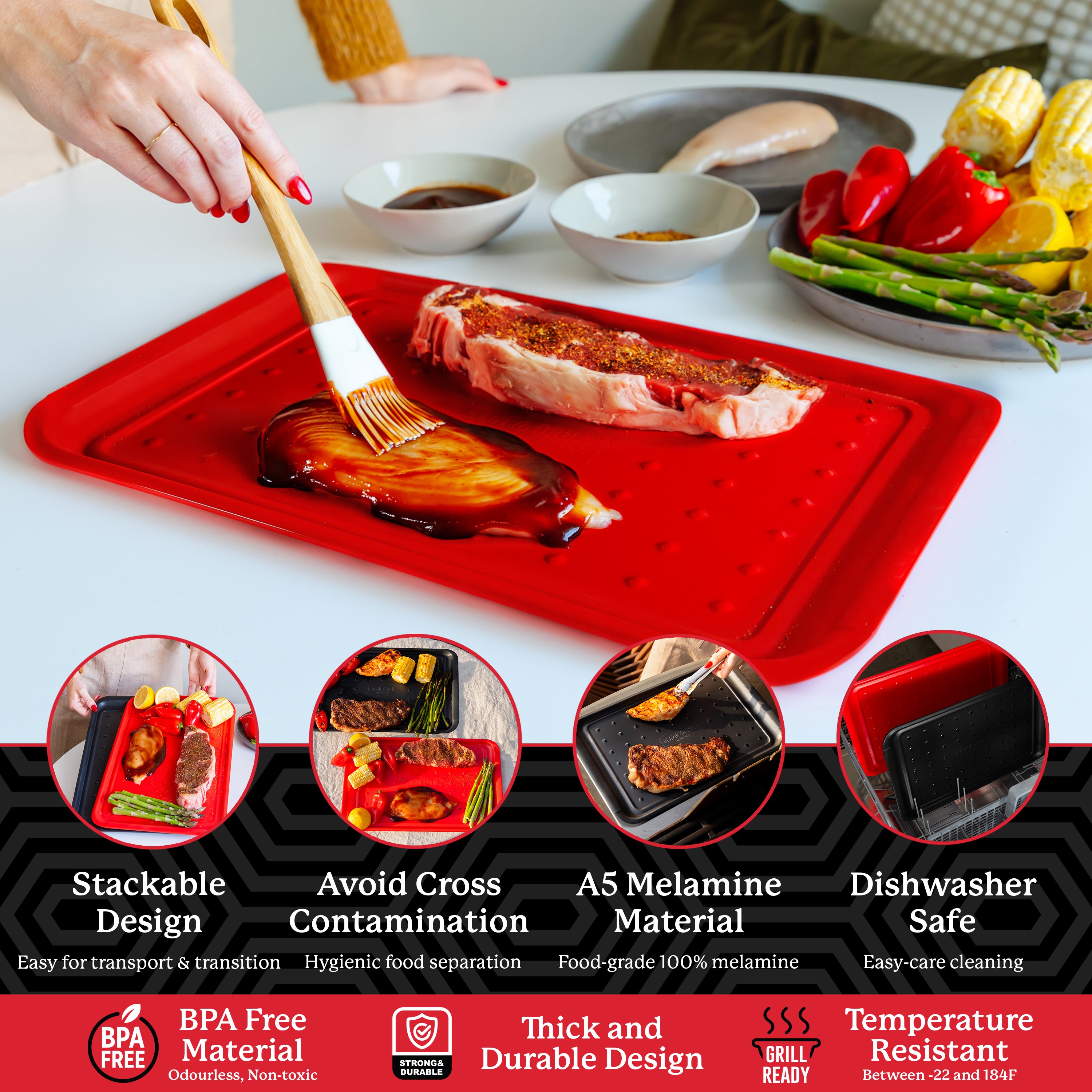 Blazin' Grill Flat Prep & Serving Trays