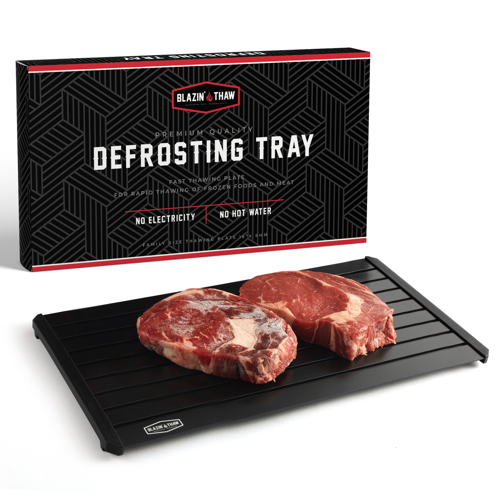 Blazin’ Thaw Defrosting Tray 16” Family Size Black