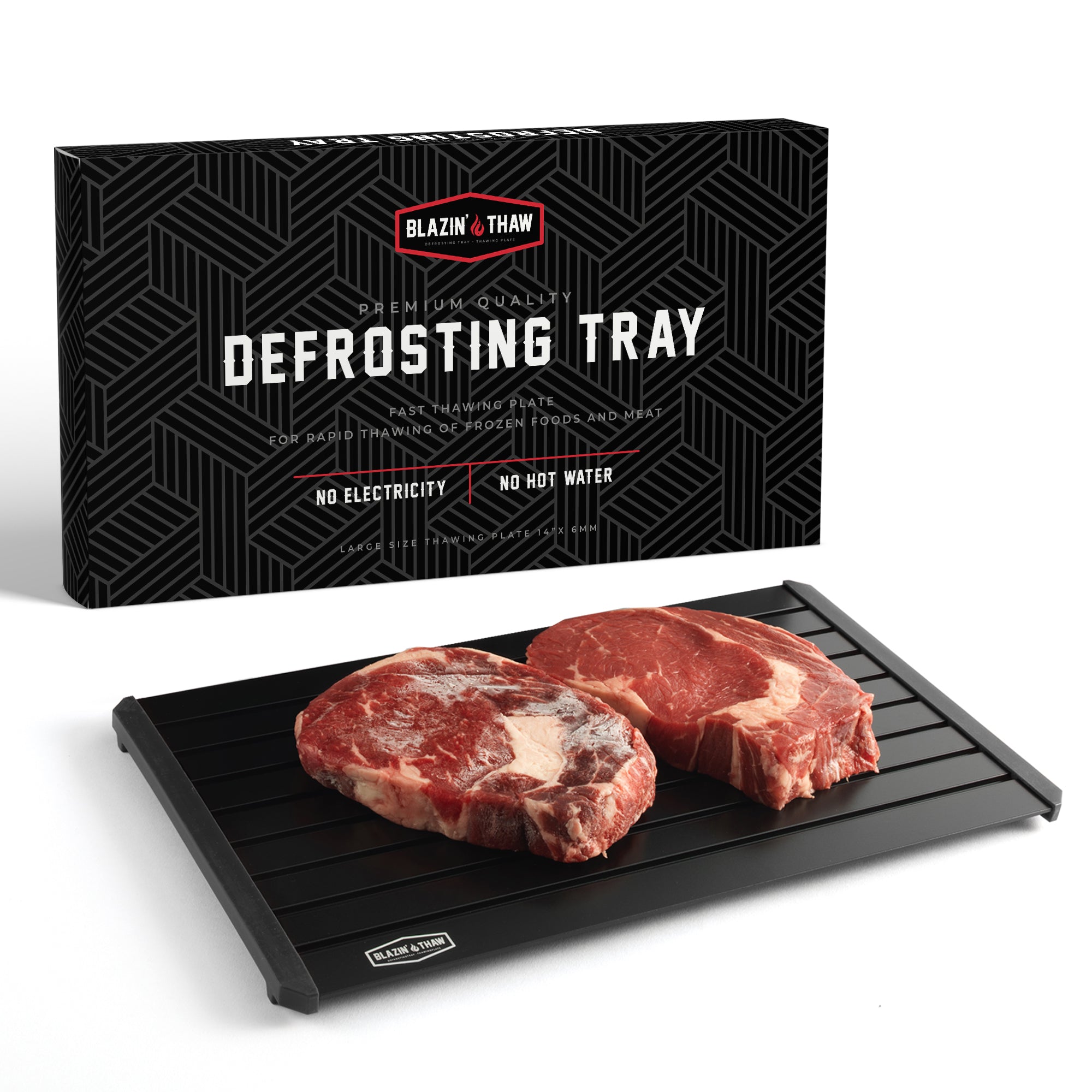 Blazin’ Thaw Defrosting Tray 14” Large Size (Black)