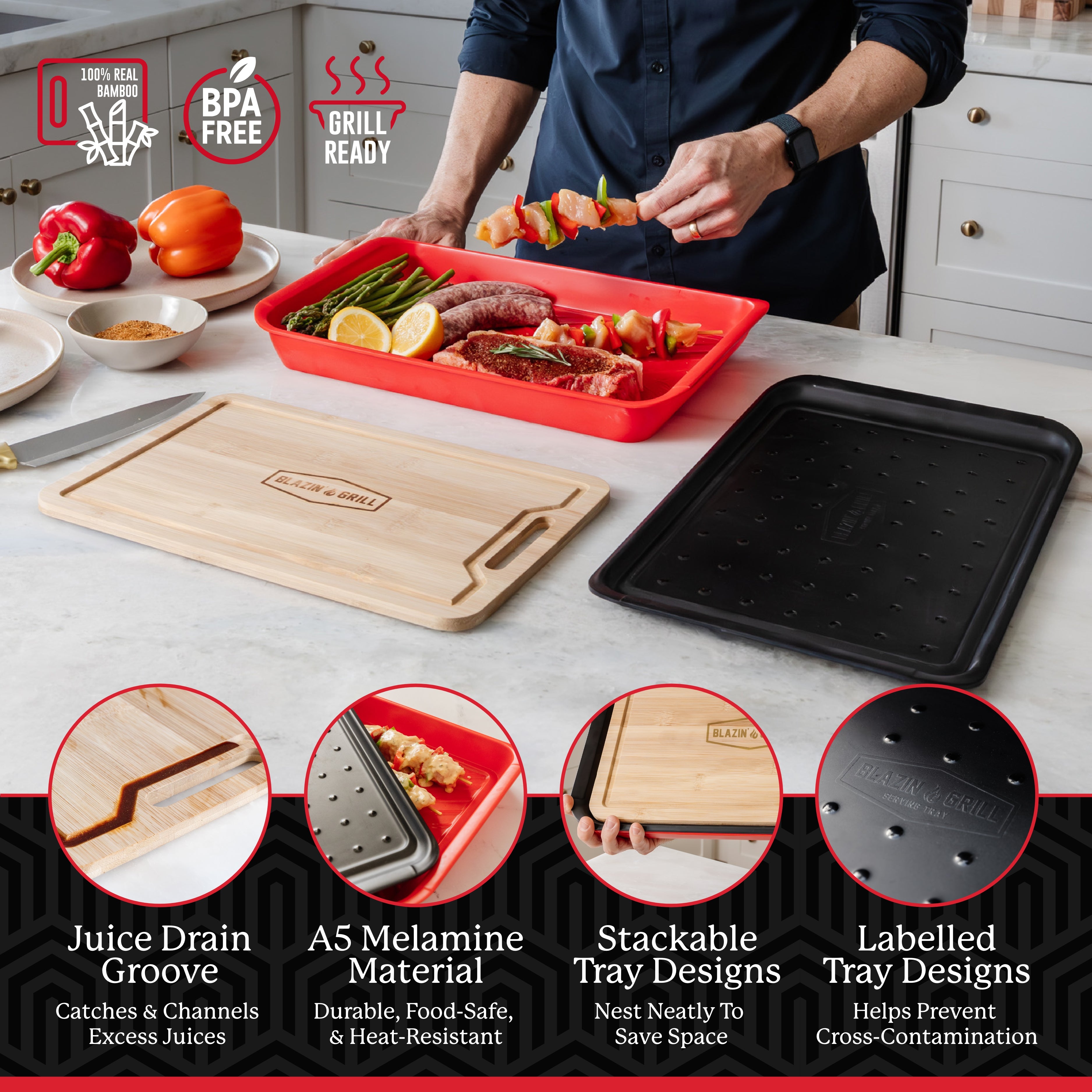 Bamboo Prep & Serving Trays