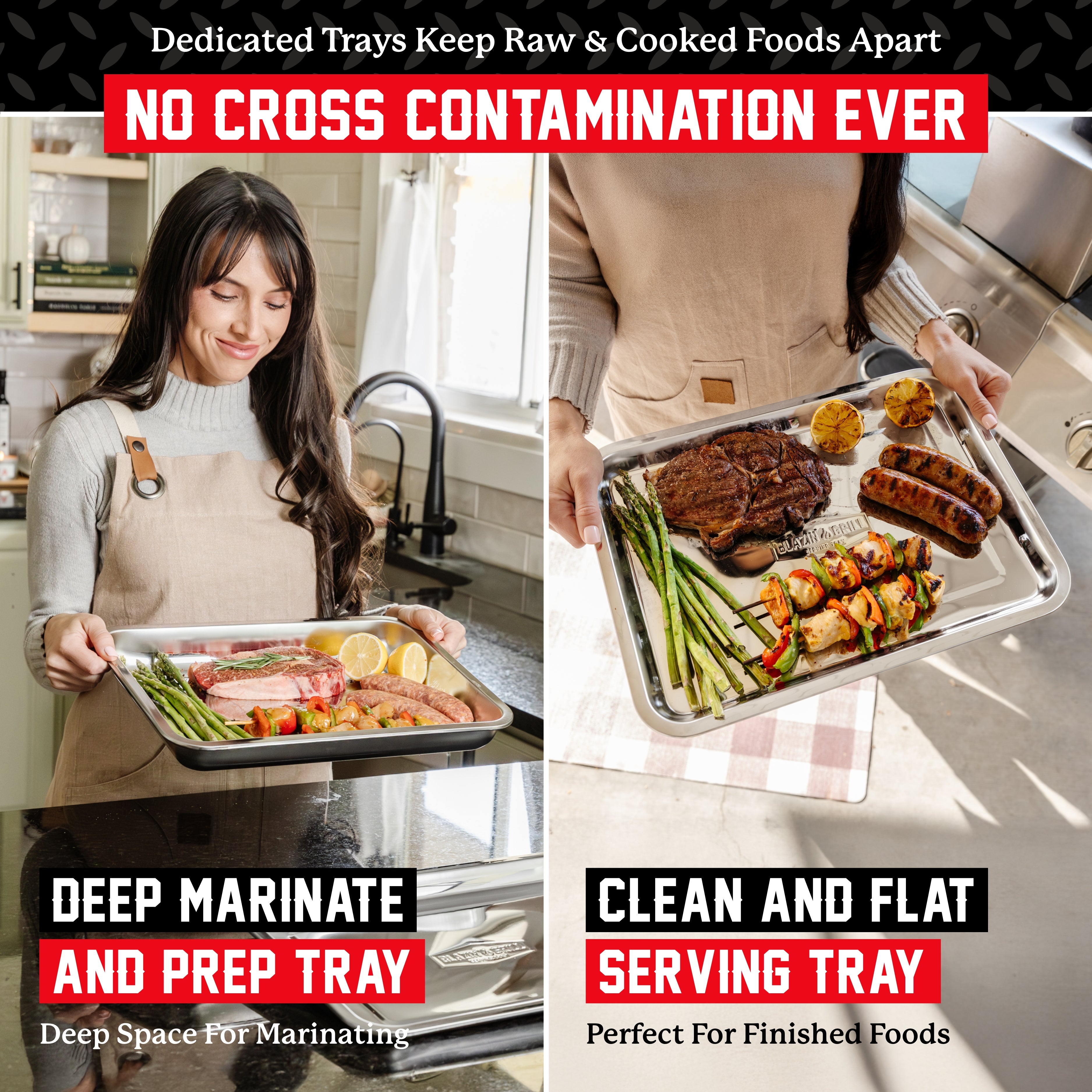Blazin' Grill Stainless Steel Prep & Serving Trays