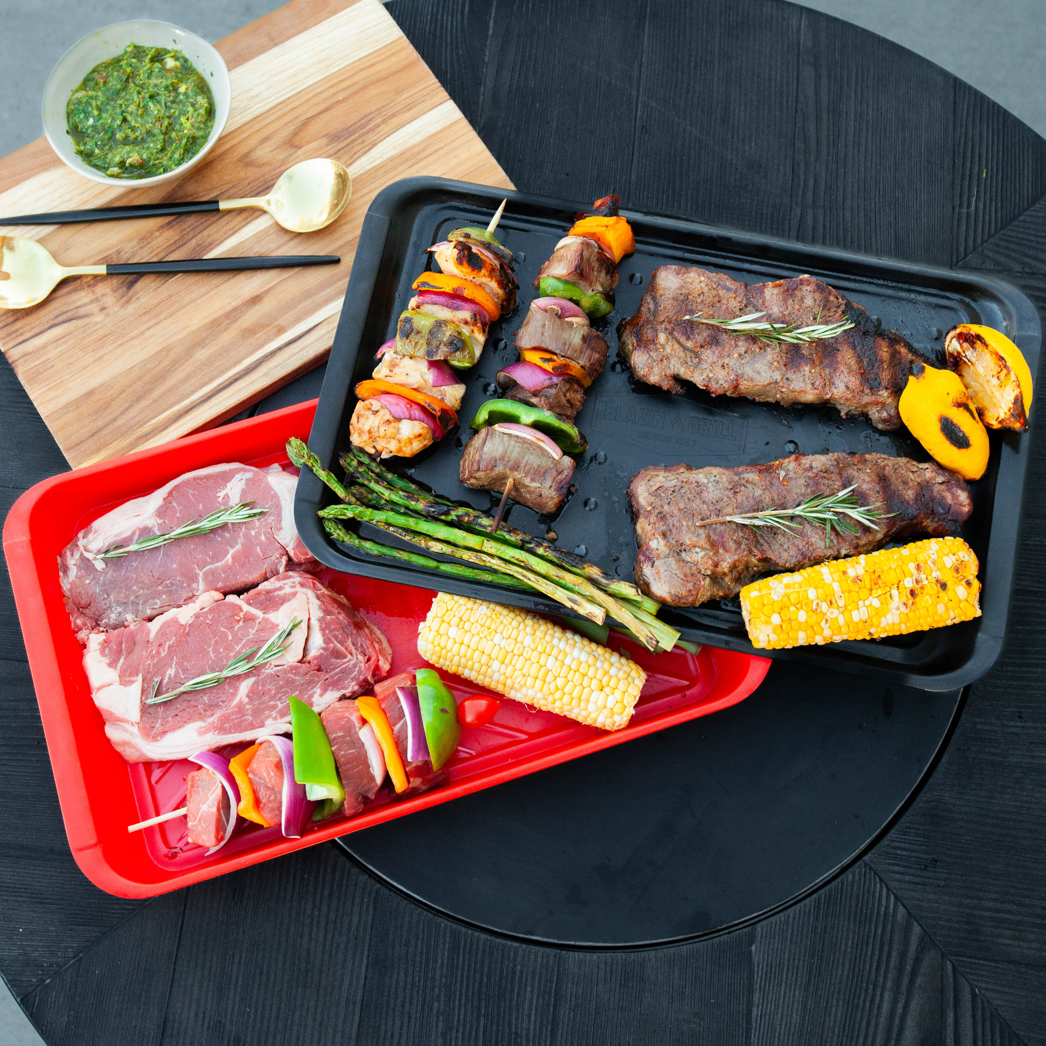 Blazin' Grill Deep Prep & Serving Trays
