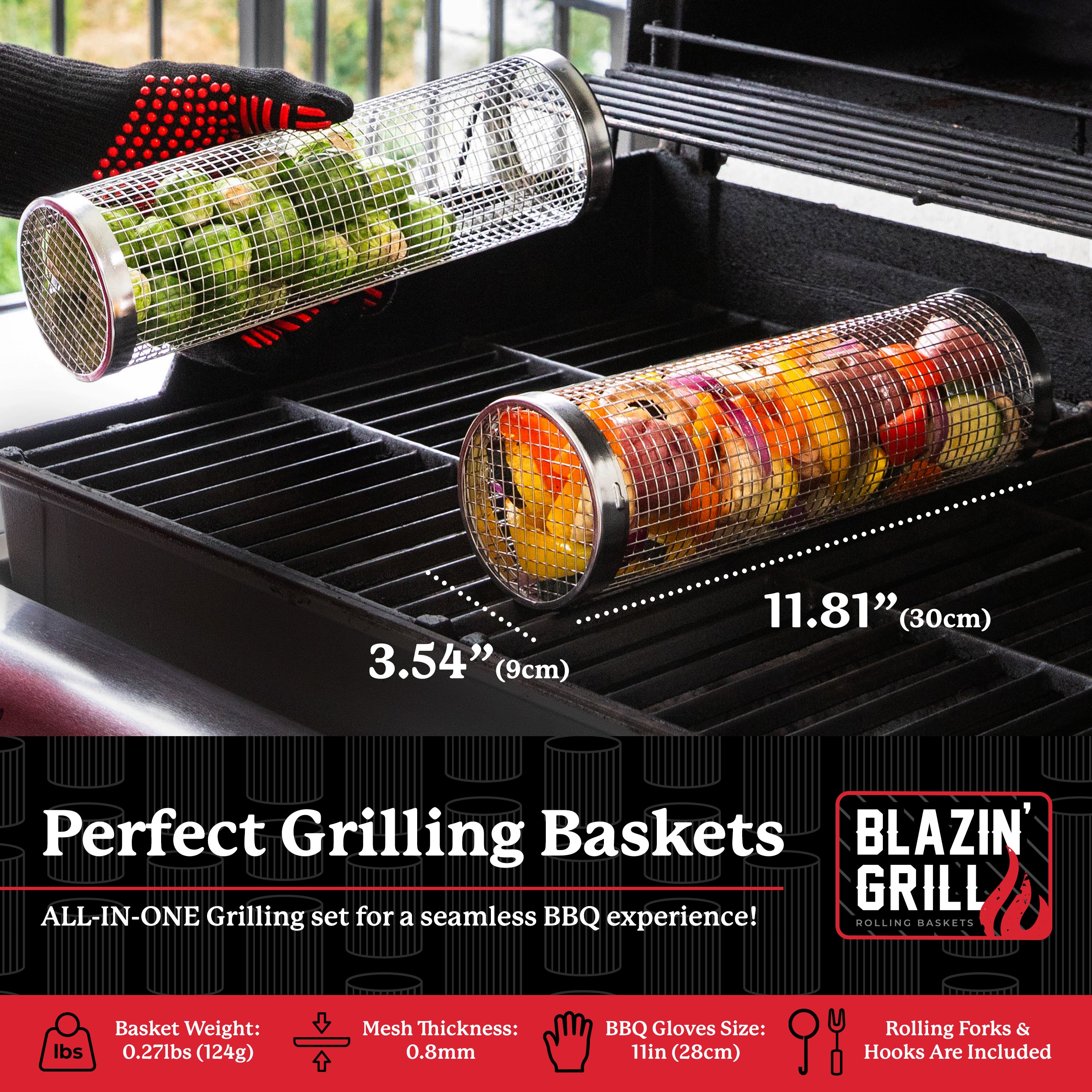 Rolling Grilling Baskets Set