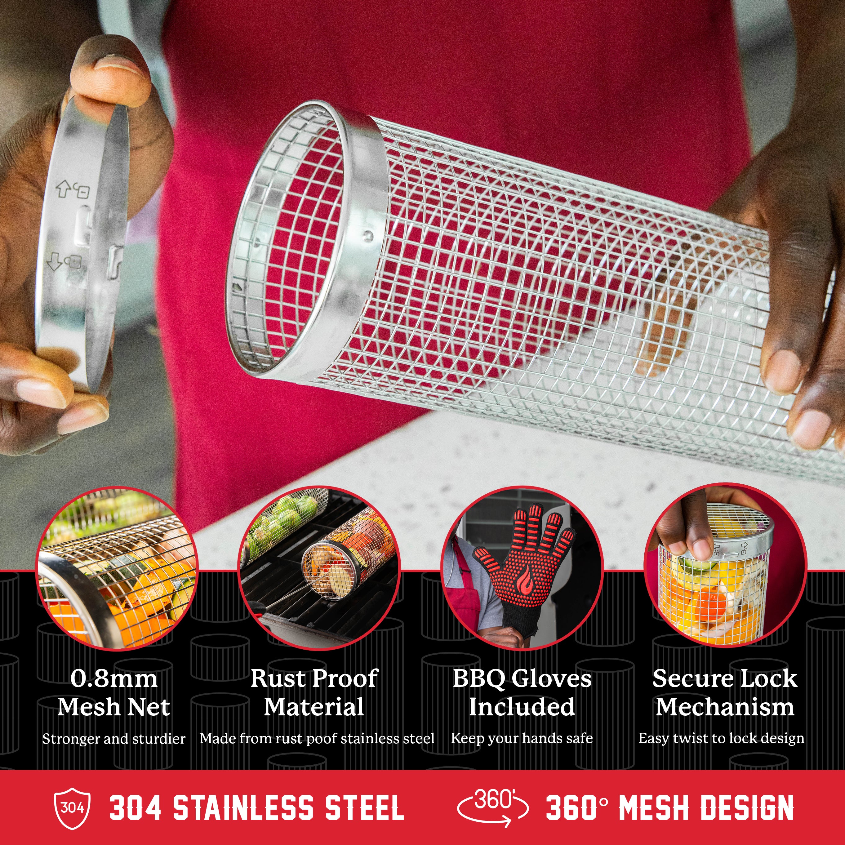 Rolling Grilling Baskets Set
