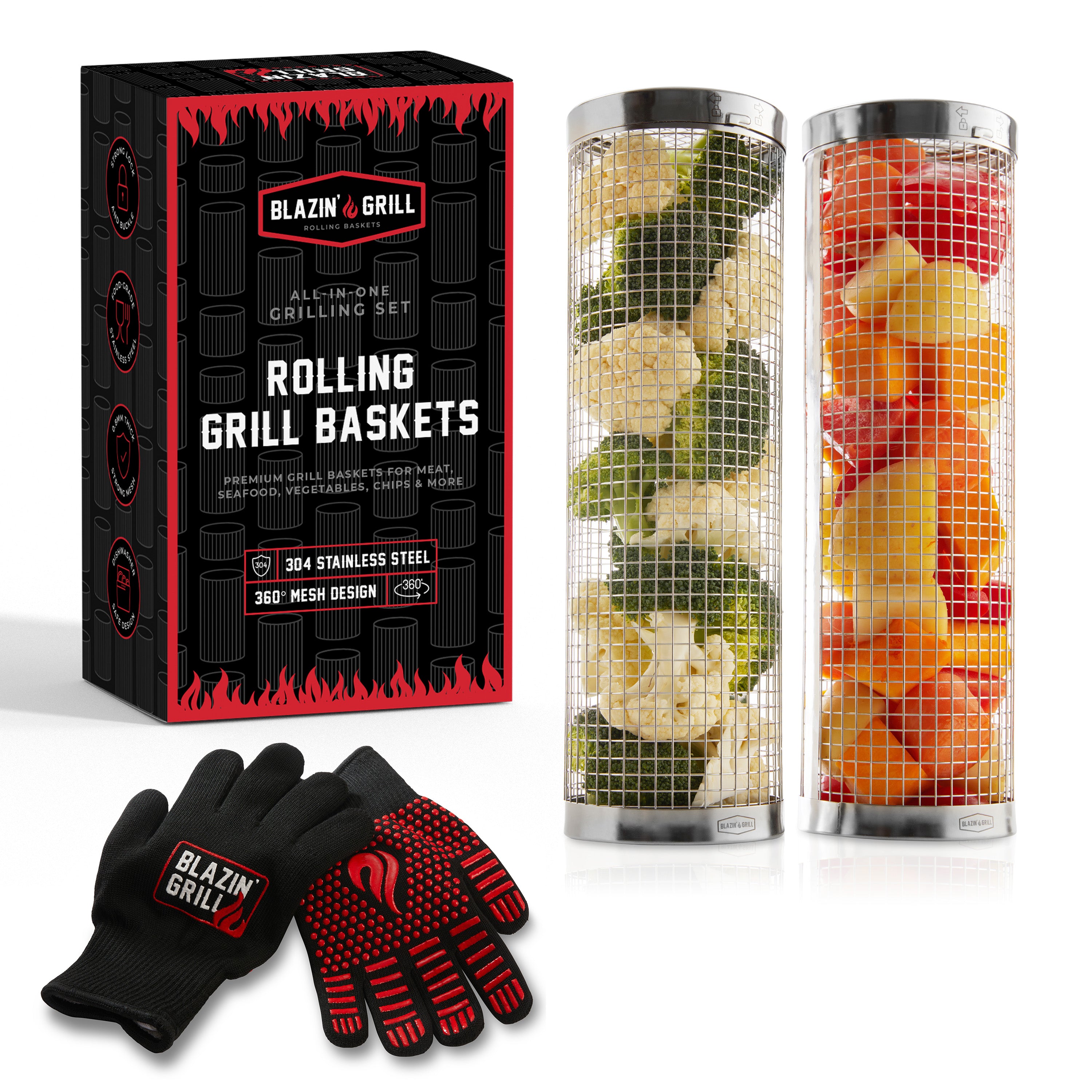 Rolling Grilling Baskets Set
