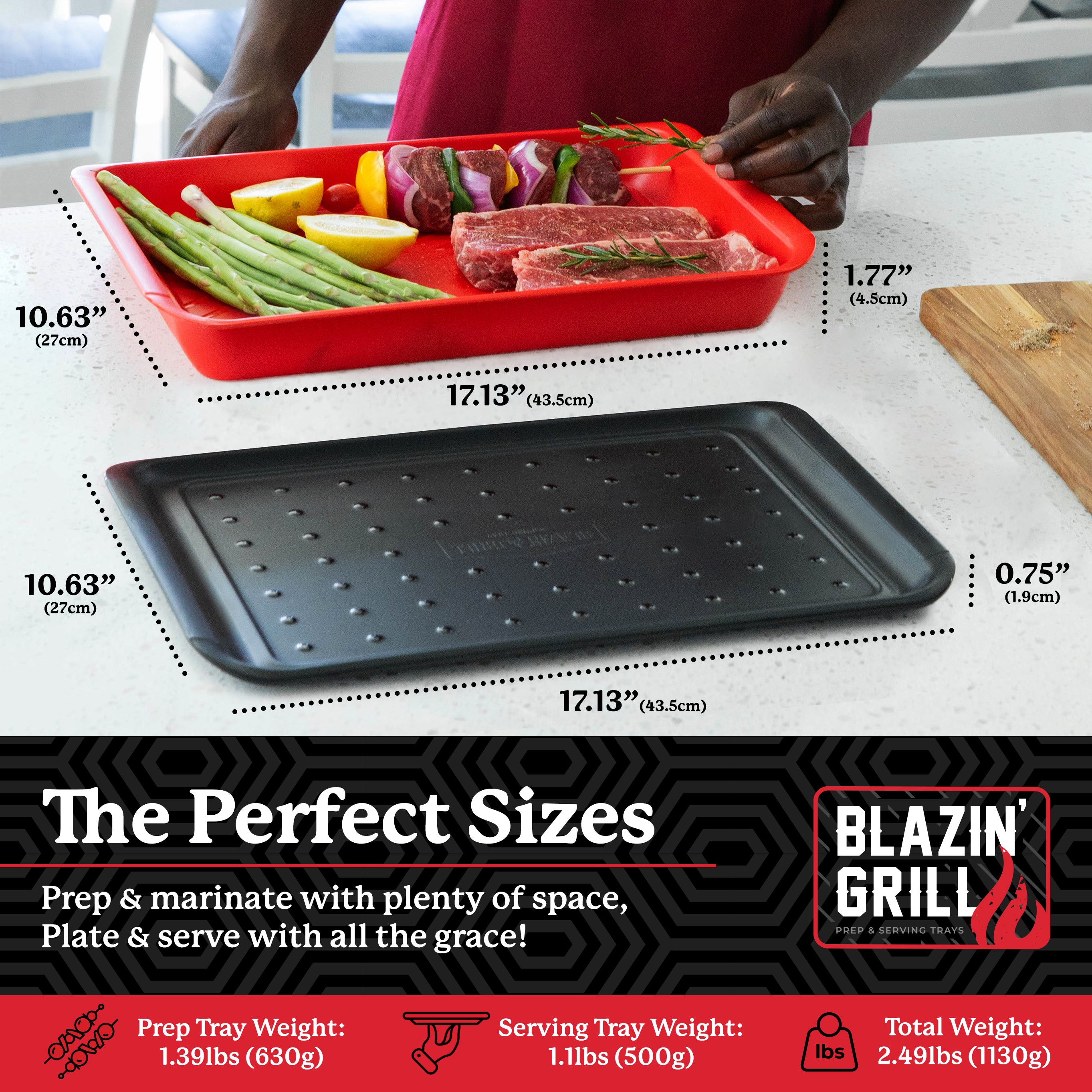 Blazin' Grill Deep Prep & Serving Trays