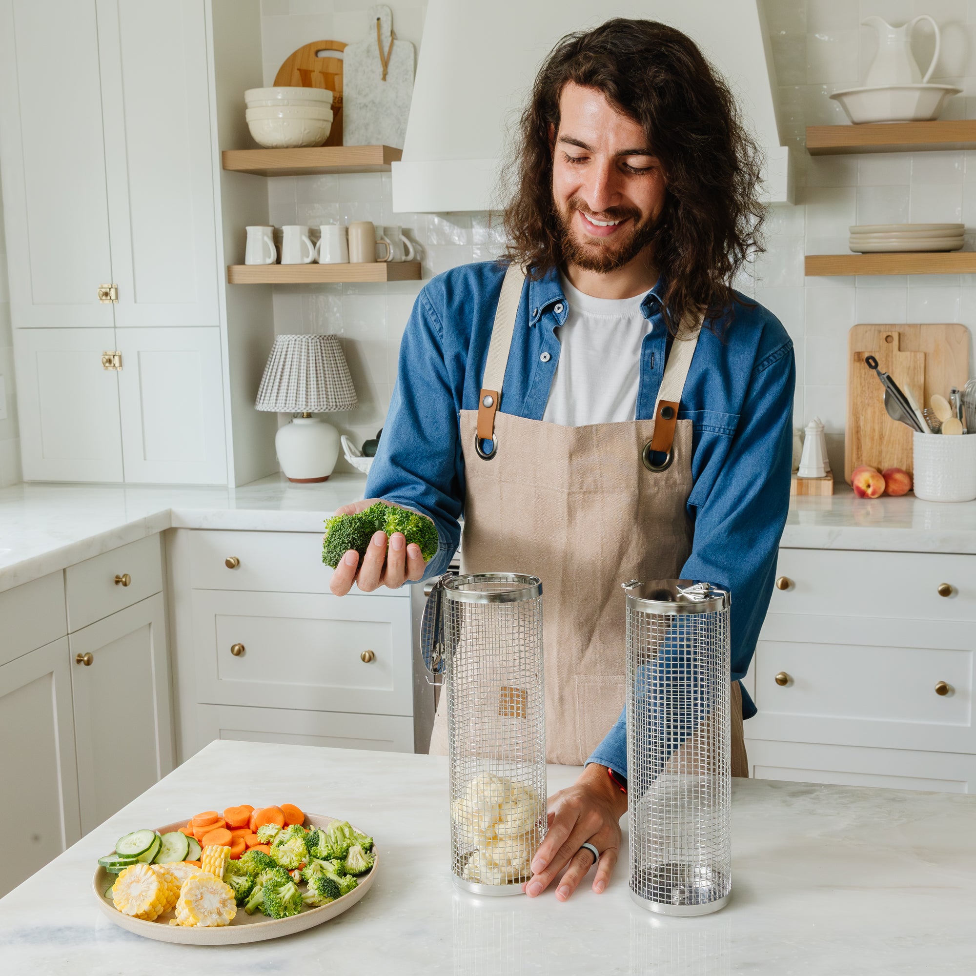 Blazin' Grill Rolling Baskets With Handles Set