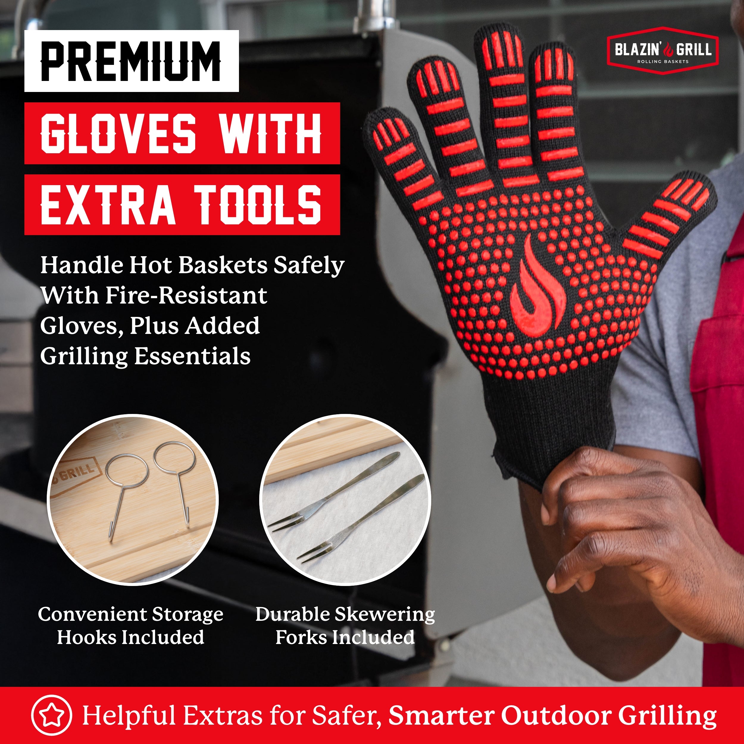 Blazin' Grill Rolling Baskets With Handles Set